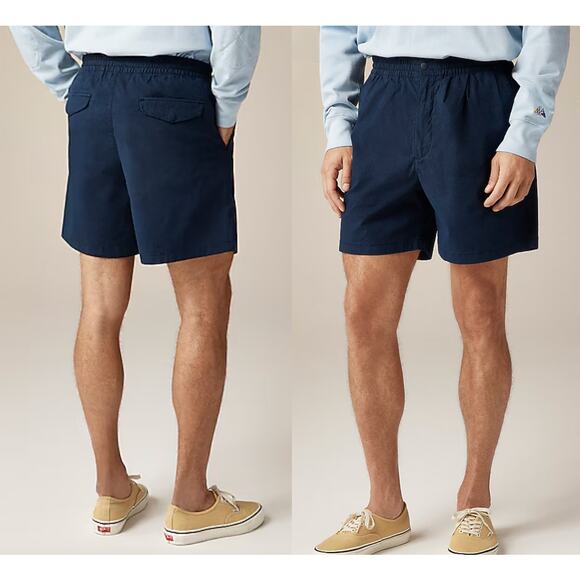 J.Crew | NWT 6" pleated utility sport short stretch cotton blend in Navy | Sz L - Picture 1 of 10